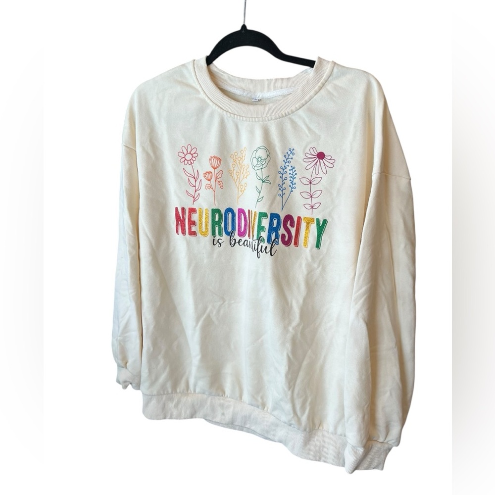 Neurodiversity is Beautiful Glitter Lettering Flowers XL